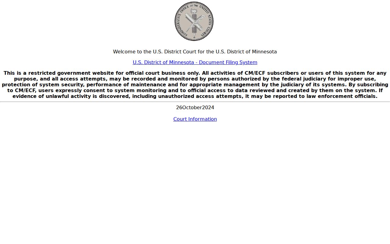 Ramsey County court records are separate from federal CM ECF access