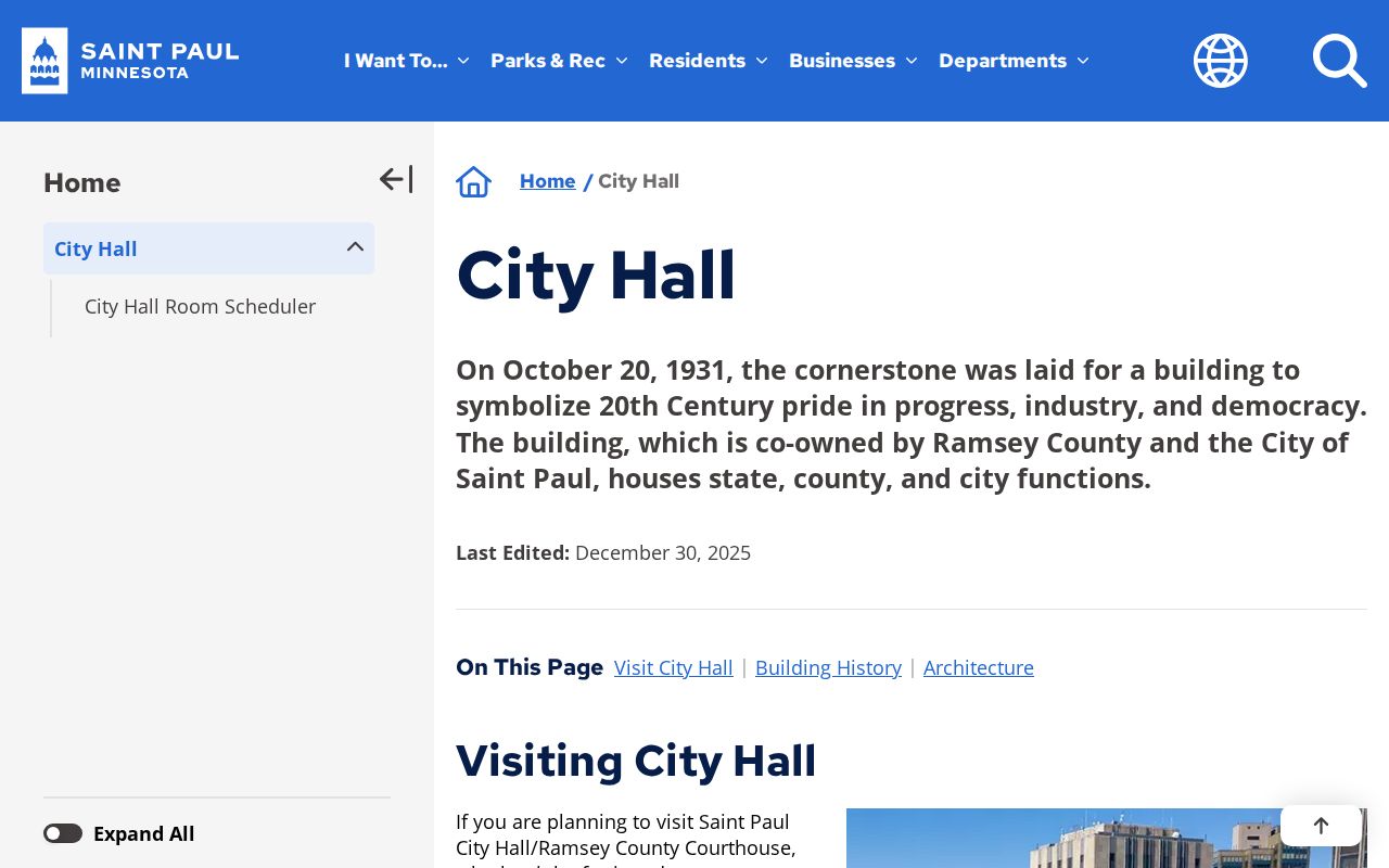Official Saint Paul City Hall history page with civic building information